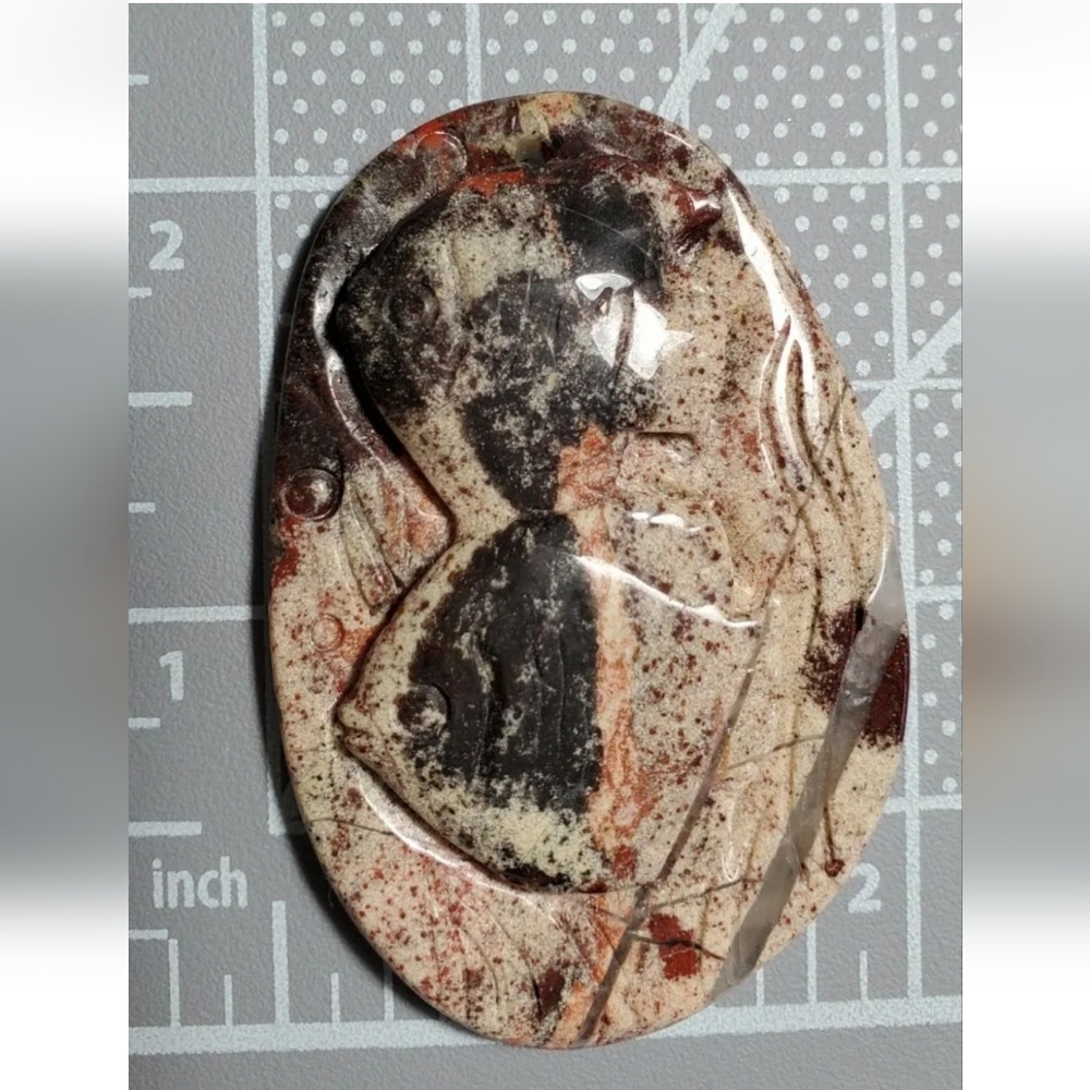 Carved Stone Fish Pretty Pendant Bead Natural Stone Jasper